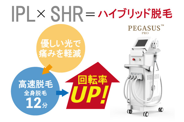ペガサスプロのハイブリッド脱毛で回転率アップ！